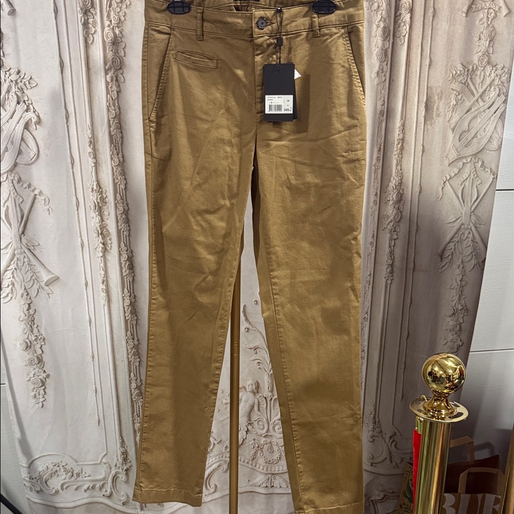 The Kooples Slim Straight Chinos in Camel Brown